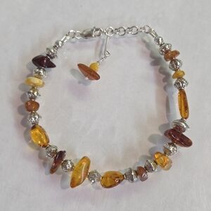 Genuine Sterling Silver Handmade Bracelet With Baltic Honey/ Butterscotch Amber
